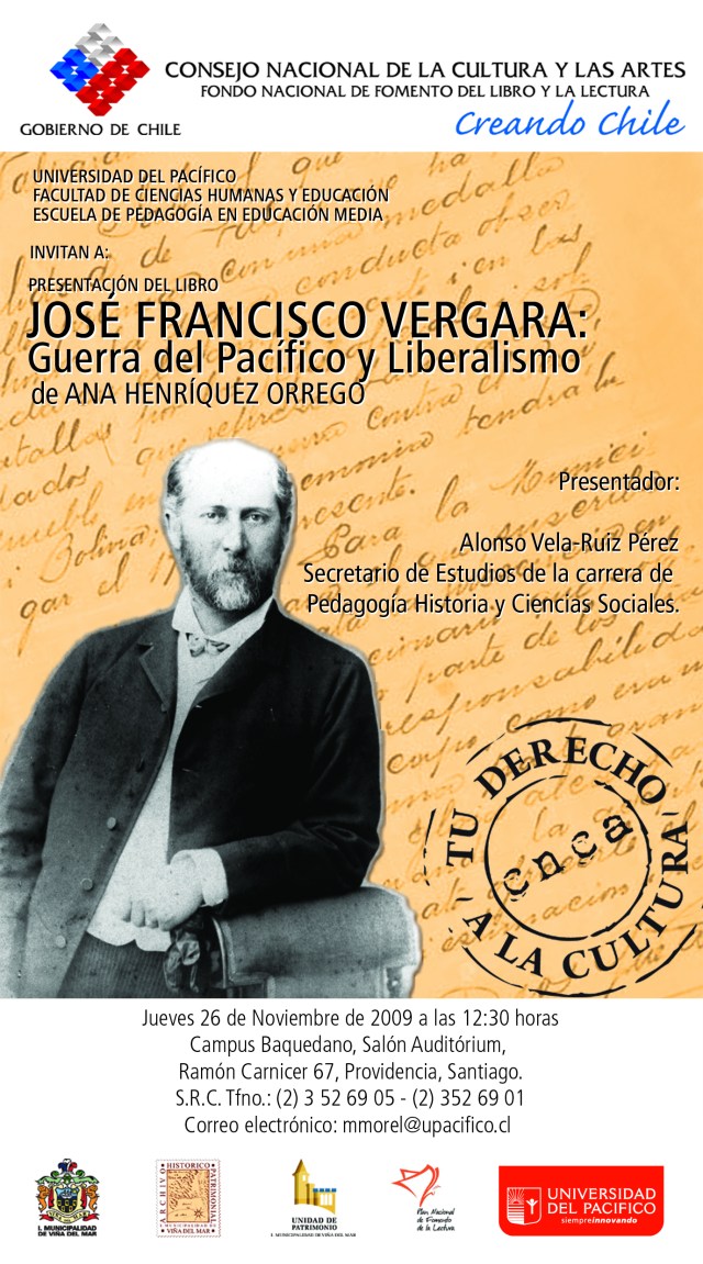 Lanzamiento del libro JOSÉ FRANCISCO VERGARA: GUERRA DEL PACÍFICO Y LIBERALISMO