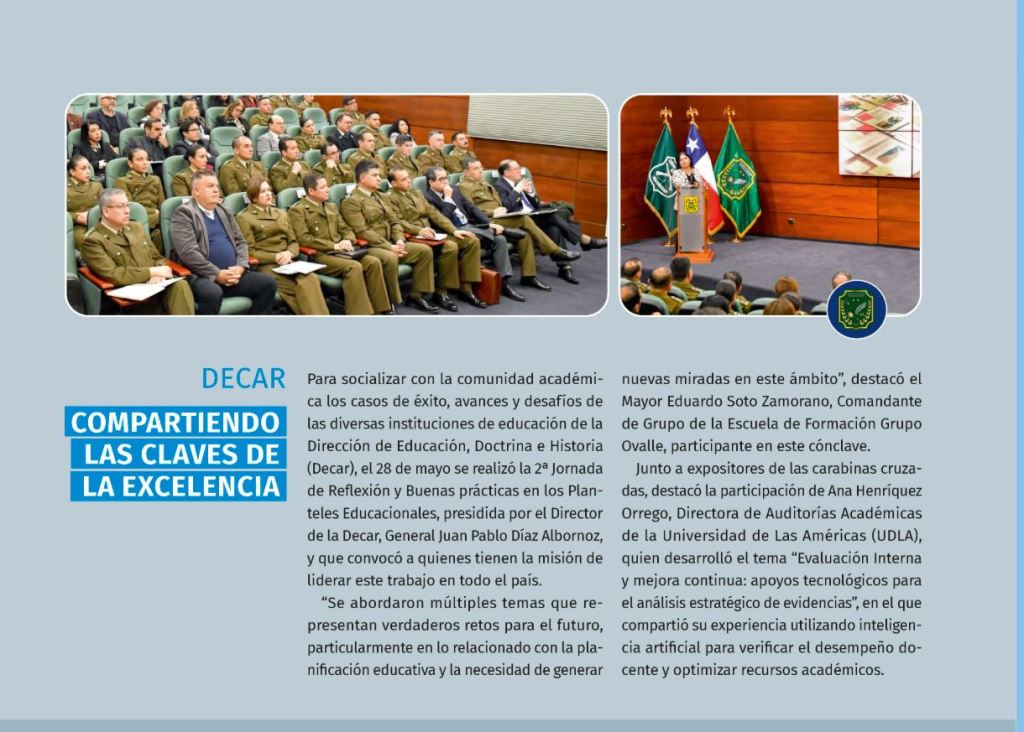 Ana Henriquez Orrego expone en jornada de calidad educativa de Carabineros de Chile, junio 2025.